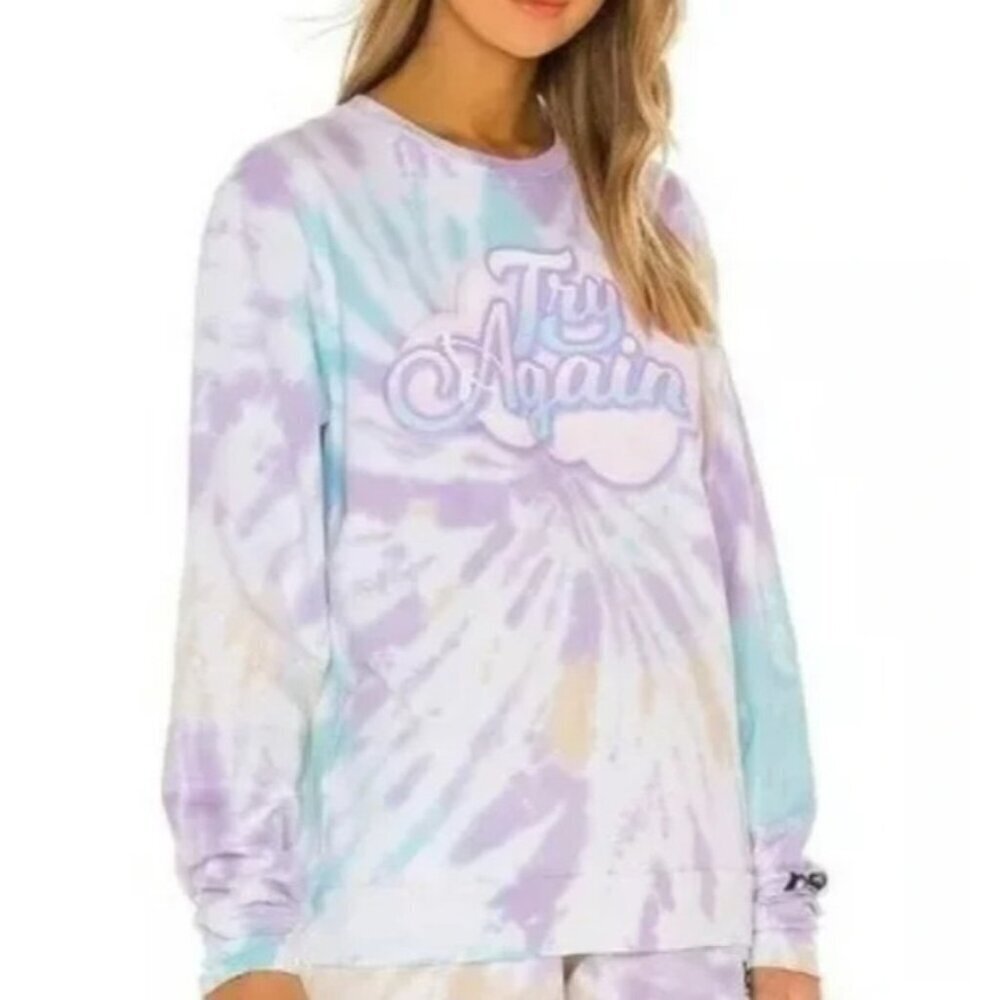 NEW by Samii Ryan TRY AGAIN Purple Tie Dye Sweatshirt Size Medium